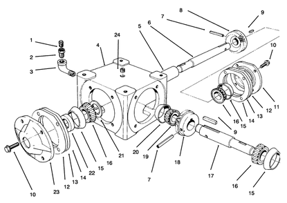 Gear Box Assembly Diagram and Parts List for 30761 490001 - 499999 Toro Snow Blower