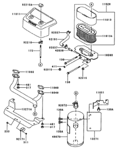Air Filter And Muffler Assembly Diagram and Parts List for 74173 (990001-999999)(1999) Toro Lawn Mower