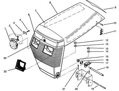 Hood Assembly Diagram and Parts List for 73380 4900001 - 4999999 Toro Lawn Tractor