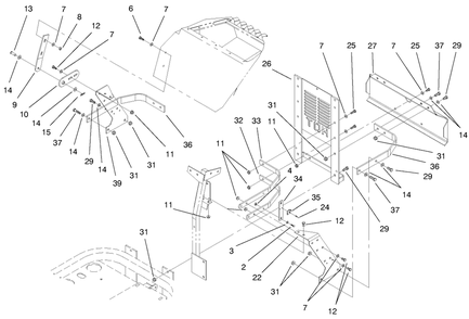 Rear Bumper Assembly Diagram and Parts List for 74212 (200000001-200999999)(2000) Toro Lawn Mower