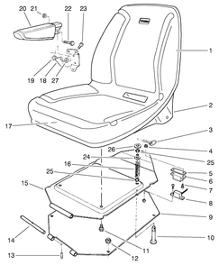 Seat Assembly Diagram and Parts List for A2-12K501 1000001 - 1999999 Toro Lawn Tractor