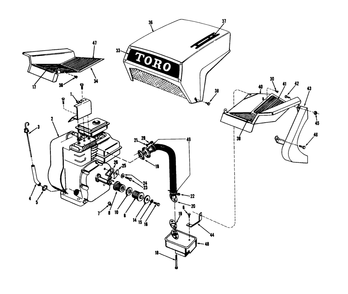 Engine Assembly Diagram and Parts List for 3104 3000001 - 3999999 Toro Lawn Tractor Accessories