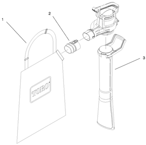 Vacuum Tube And Bag Assembly Diagram and Parts List for 51557 890000001 - 899999999 Toro Leaf Blower / Vacuum