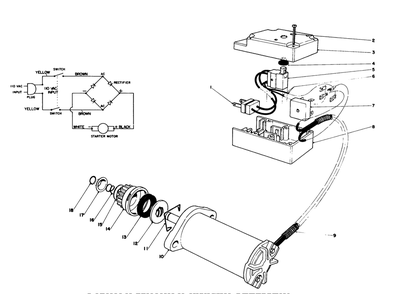 Starter Motor & Switch Assembly Diagram and Parts List for 38162 5000001 - 5999999 Toro Snow Blower