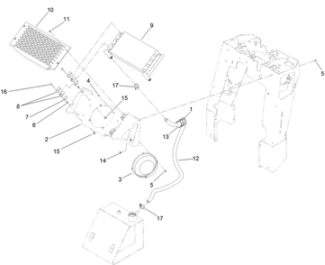 Oil Cooler Assembly Diagram and Parts List for 22983 400000000 - 405699999 Toro Lawn Tractor Accessories