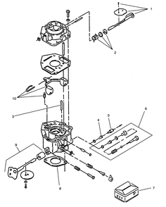Carburetor Components Assembly Diagram and Parts List for Y1-16OEE4 2000001 - 2999999 Toro Lawn Tractor