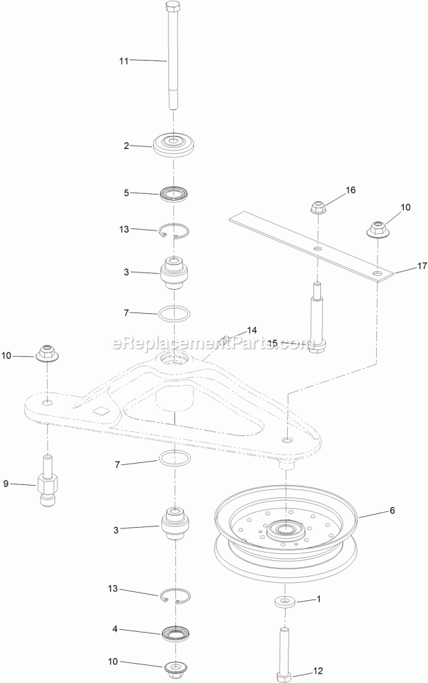Deck Idler Assembly No. 126-1720 Diagram and Parts List for 74942TE 315000001-315999999 Toro Lawn Mower