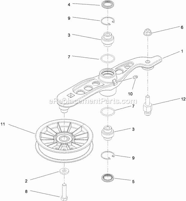 Pump Idler Assembly No. 116-1255 Diagram and Parts List for 74954 312000001-312999999 Toro Lawn Mower