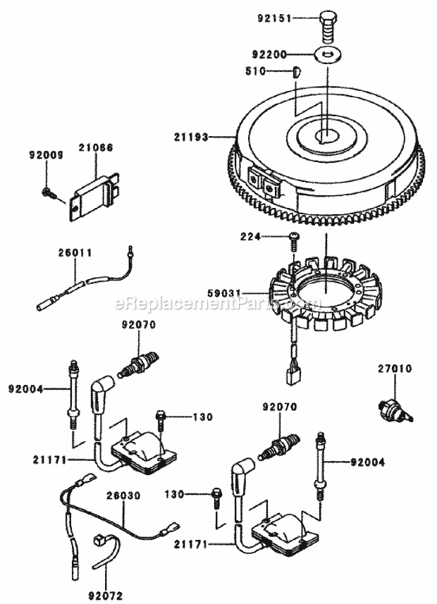 Electric-Equipment Assembly Kawasaki Fh680v-A Diagram and Parts List for 74175 200000001-200999999 Toro Lawn Mower