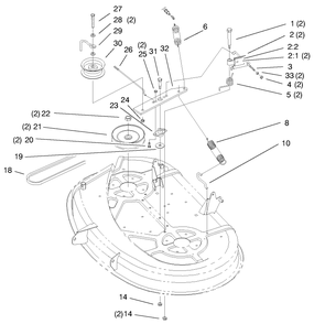 38" Deck Blade Drive & Brake Assembly Diagram and Parts List for 71240 9900001 - 9999999 Toro Lawn Tractor