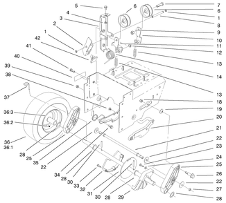 Traction Drive Assembly Diagram and Parts List for 38542 99000001 - 99999999 Toro Snow Blower