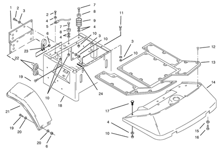 Fenders & Floor Pan Assembly Diagram and Parts List for 74041 49000001 - 49999999 Toro Lawn Tractor