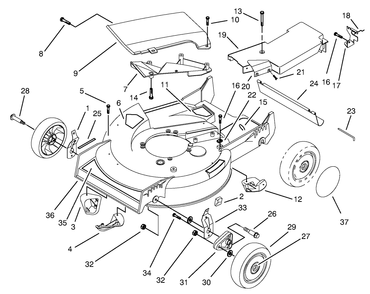 Housing Assembly Diagram and Parts List for 20436 49000001 - 49999999 Toro Lawn Mower