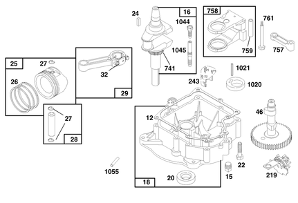Engine Briggs & Stratton Model 28n777-0174-01 Diagram and Parts List for 71219 7900001 - 7999999 Toro Lawn Tractor