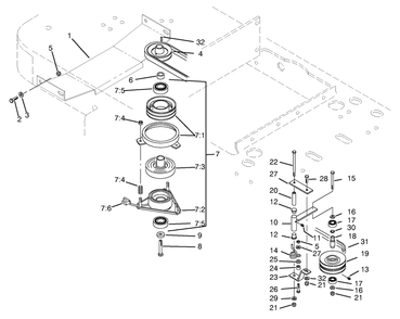 Pto Electric Clutch & Drive Arm Diagram and Parts List for 74105 79000001 - 79999999 Toro Lawn Tractor