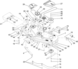 Deck Assembly Diagram and Parts List for 74957CP (310000001-310999999)(2010) Toro Lawn Mower