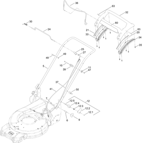 Handle Assembly Diagram and Parts List for 21564 411000000 - 411859999 Toro Lawn Mower