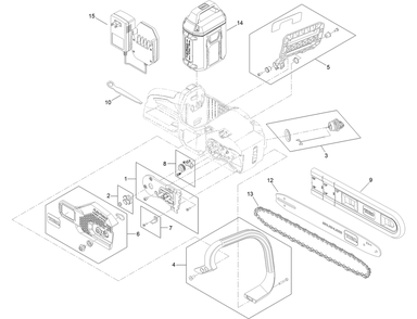 16in Cordless Chainsaw Assembly Diagram and Parts List for 51851 322000001 - 322999999 Toro Chainsaw
