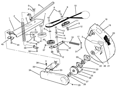Blower Pulleys & Idler Arm Assembly Diagram and Parts List for 79430 59000001 - 59999999 Toro Lawn Tractor