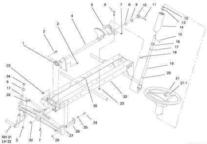 Frame Axle And Steering System Diagram and Parts List for 73422 7900001 - 7999999 Toro Lawn Tractor