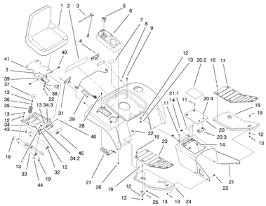 Fender, Footrest, & Seat Assembly Diagram and Parts List for 73561 9900001 - 9999999 Toro Lawn Tractor