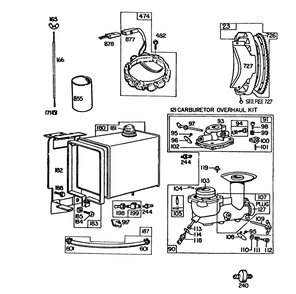 Engine Briggs & Stratton Model No. 252416-0677-01 Diagram and Parts List for 38160 4000001 - 4999999 Toro Snow Blower