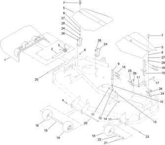 Deck Assembly Diagram and Parts List for 39488 (312000001-312999999)(2012) Toro Lawn Mower