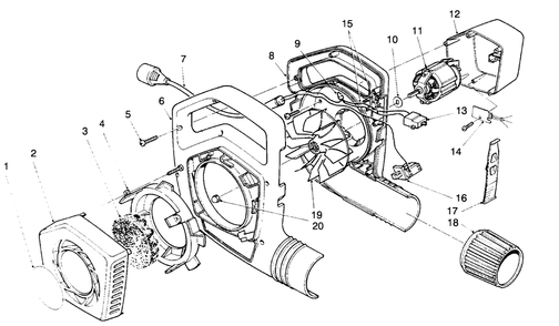 Blower Assembly Diagram and Parts List for 51577 39000001 - 39999999 Toro Leaf Blower / Vacuum