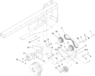 Part Location Diagram of 107-9877 Toro WHEEL PUMP TENSION Assembly