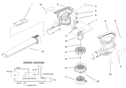 Blowervac Assembly Diagram and Parts List for 51587 99100001 - 99499999 Toro Leaf Blower / Vacuum