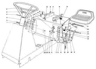 Seat & Steering Wheel Assembly Diagram and Parts List for 56155 3000001 - 3999999 Toro Lawn Tractor