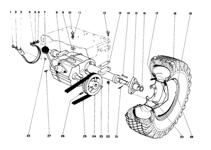 Rear Axle Assembly Diagram and Parts List for 55402 0000001 - 0999999 Toro Lawn Tractor