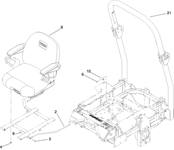 Roll-Over Protection System Assembly 1 Diagram and Parts List for 74279TE (280000001-280999999)(2008) Toro Lawn Tractor