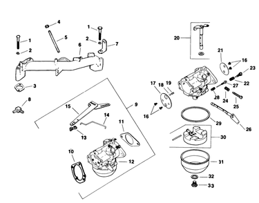 Carburetor-Engine Kohler Model No. M18qs-24657 (Continued) Diagram and Parts List for 30718 2000001 - 2999999 Toro Lawn Tractor