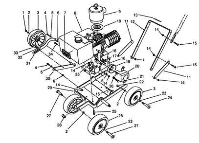 Frame Assembly Diagram and Parts List for 58431 7000001 - 7999999 Toro Edger