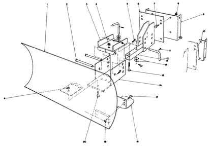 Grader Blade Assembly Model 59099 Diagram and Parts List for 38080 4000001 - 4999999 Toro Snow Blower