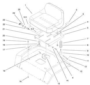 Seat Assembly Diagram and Parts List for 72047 9900001 - 9999999 Toro Lawn Tractor