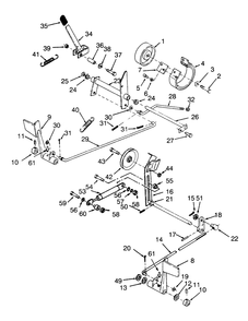 Clutch, Brake And Speed Control Linkage Diagram and Parts List for 73400 3900001 - 3999999 Toro Lawn Tractor