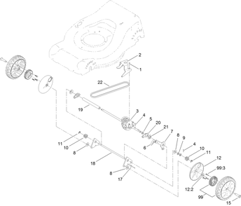 Transmission And Rear Wheel Drive Assembly Diagram and Parts List for 20950 316000001 - 316999999 Toro Lawn Mower