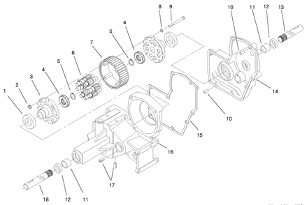 Hydrostatic Transmission Diagram and Parts List for 73423 7900001 - 7999999 Toro Lawn Tractor