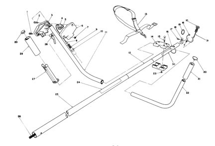 Handle Assembly Diagram and Parts List for 51675 1000001 - 1999999 Toro Trimmer