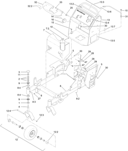 Main Frame Assembly Diagram and Parts List for 74534TE 418000000 - 999999999 Toro Lawn Tractor