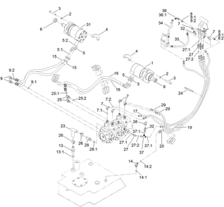 Hydraulic Motor And Hose Assembly Diagram and Parts List for 22328 409985647 - 410499999 Toro Lawn Tractor Accessories