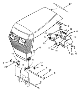 Hood Assembly Diagram and Parts List for 73380 3900001 - 3999999 Toro Lawn Tractor