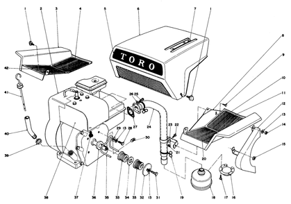 Engine Assembly Diagram and Parts List for 3108 1000001 - 1999999 Toro Lawn Tractor Accessories