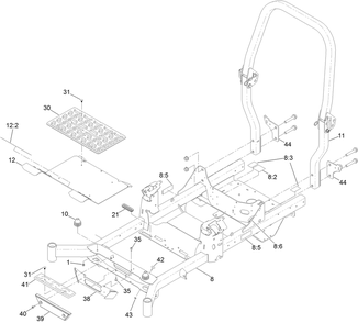 Frame Assembly Diagram and Parts List for 77284 410200000-411582569 Toro Lawn Tractor