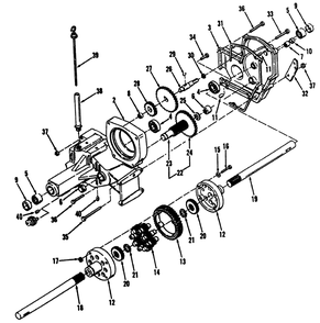 Transaxle Diagram and Parts List for R1-20OE02 2000001 - 2999999 Toro Lawn Tractor