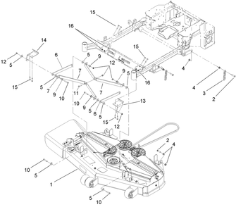 Deck Mounting Assembly Diagram and Parts List for 74410 (250007001-250999999)(2005) Toro Lawn Mower