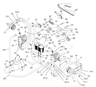 Hydraulic System Assembly Diagram and Parts List for 74231 (230000001-230006000)(2003) Toro Lawn Mower