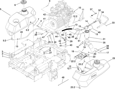 Fuel System And Throttle Control Assembly Diagram and Parts List for 74264TE (280000001-280999999)(2008) Toro Lawn Mower